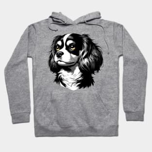 Stunning and Cool English Toy Spaniel Monochrome and Gold Portrait for Father's Day Hoodie